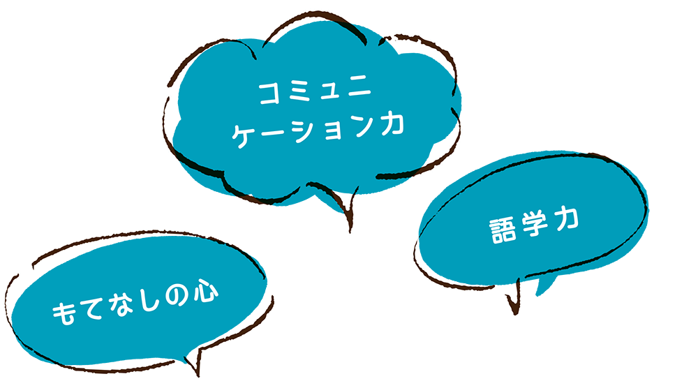 コミュニケーション力・もてなしの心・語学力