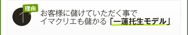 ワケ１．お客様に儲けて頂くことでイマクリエも儲かる一蓮托生モデル